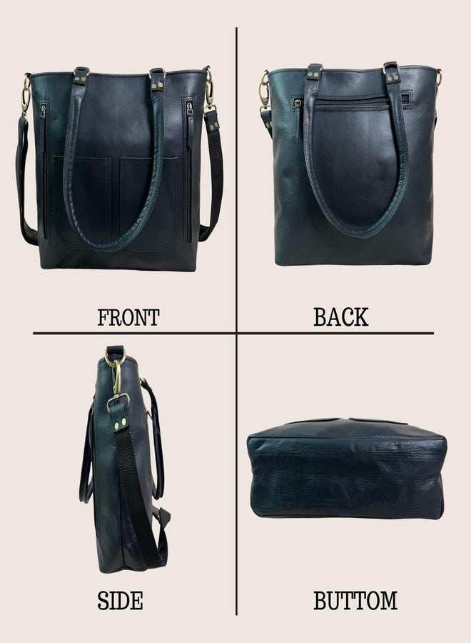Madosh Women’s Genuine Leather Black Tote Bag - Vintage Shoulder Purse, Crossbody Handbag for Shopping & Everyday Use - Image 2